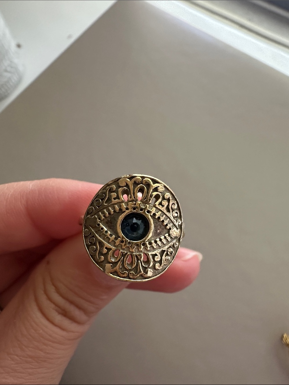 Alex and Ani gold evil eye ring